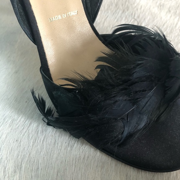 Black Feather High Heel Sandals by Butter NWT - Picture 6 of 11